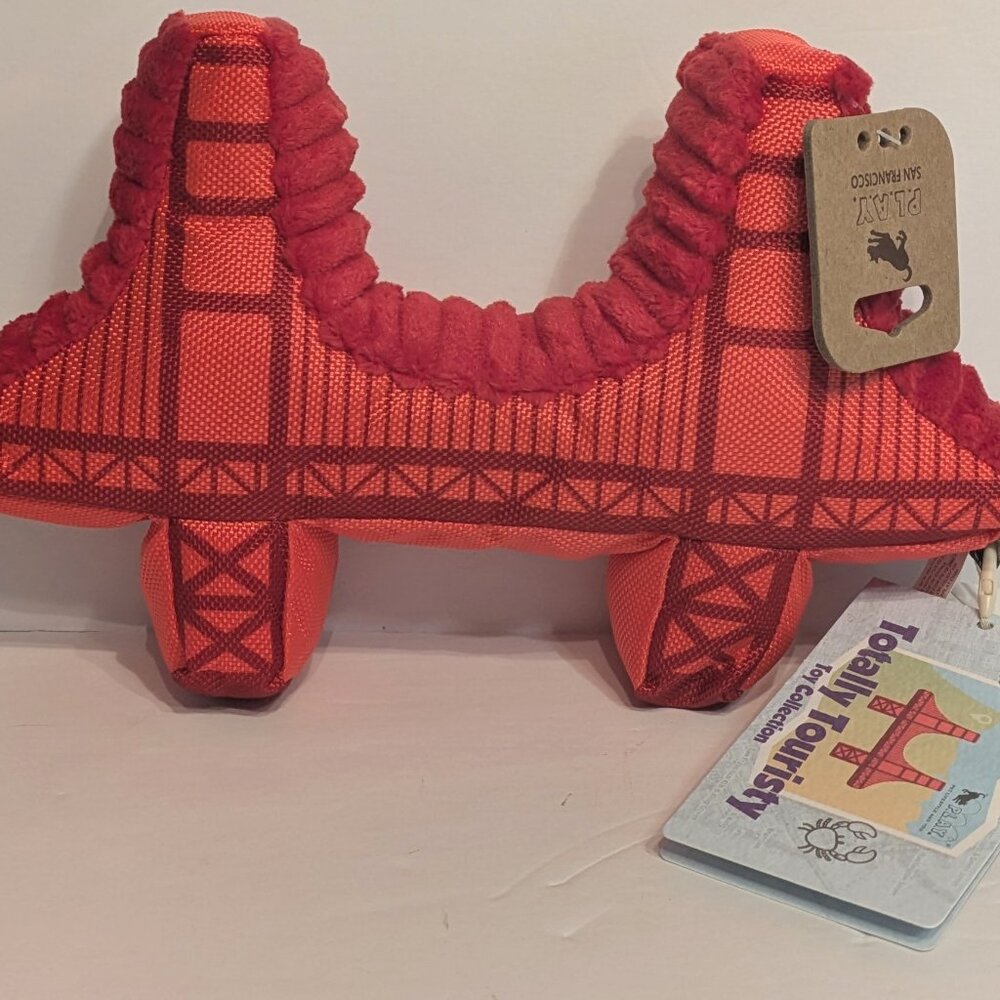 P.L.A.Y - Golden Gate Bridge Large Plush Dog Toy Crinkle & Squeaker 10" x 6.25"